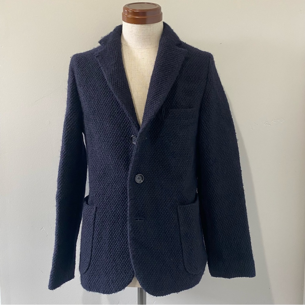 BLUE BLUE JAPAN men’s wool blend indigo jacket/blazer, JP size 2 (US ~S)